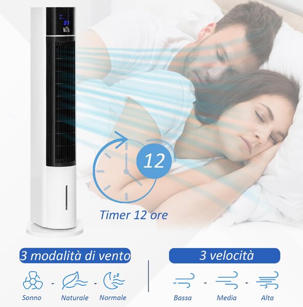 DecHome Ventilatore Raffrescatore d'Aria Evaporativo 3 Modalit e 3 Velocit Timer Oscillazione e Telecomando Bianco - 035V90824