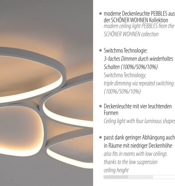 Schöner Wohnen 14038-16 - Plafoniera dimmerabile LED PEBBLES LED/35,5W/230V bianca
