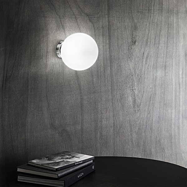 Applique Contemporanea Grape Metallo Vetro Bianco 1 Luce E27