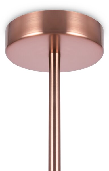 Sospensione Contemporanea Erich Metallo Oro Rosa 3 Luci Diffusori Bianchi