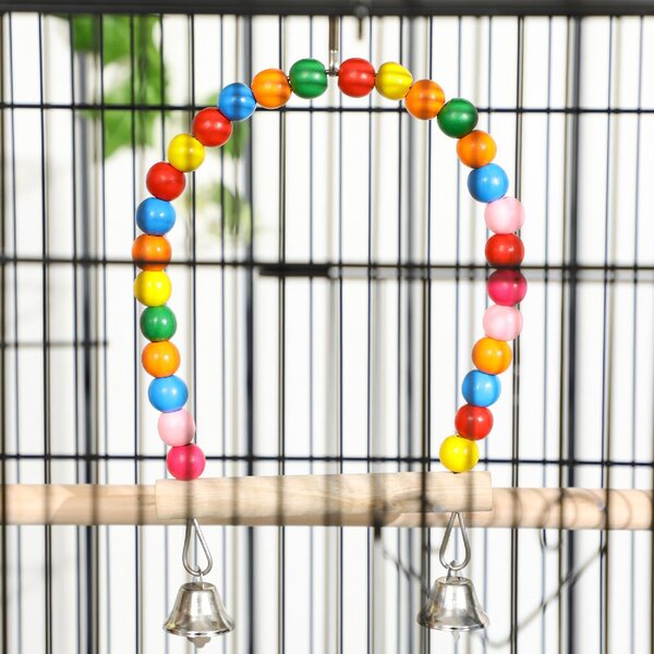 AllMyPets Voliera Gabbia per Uccelli in Acciaio con Posatoi Giochi Contenitori per Cibo e Vassoio 79x49x133 cm Nero