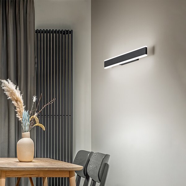 Applique Moderna Kante Metallo Nero Acrilico Led 24W Cct 3000/4000/6000K
