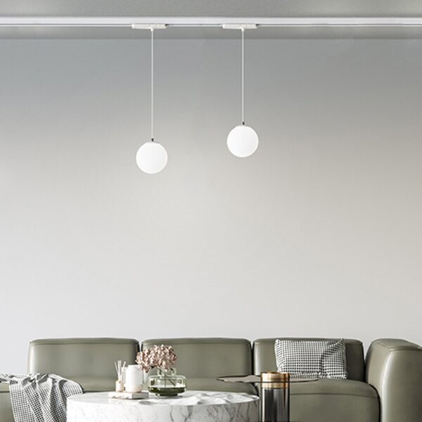 Sospensione Moderna Binario Metallo Bianco Vetro Led 16W 3000K