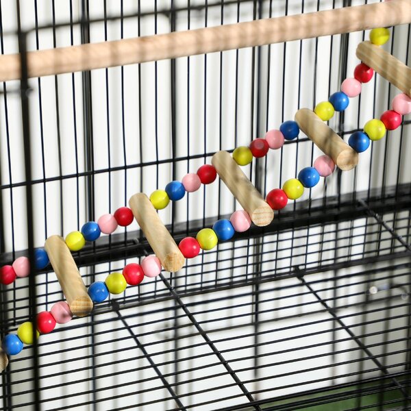 AllMyPets Voliera Gabbia per Uccelli in Acciaio con Posatoi Giochi Contenitori per Cibo e Vassoio 79x49x133 cm Nero