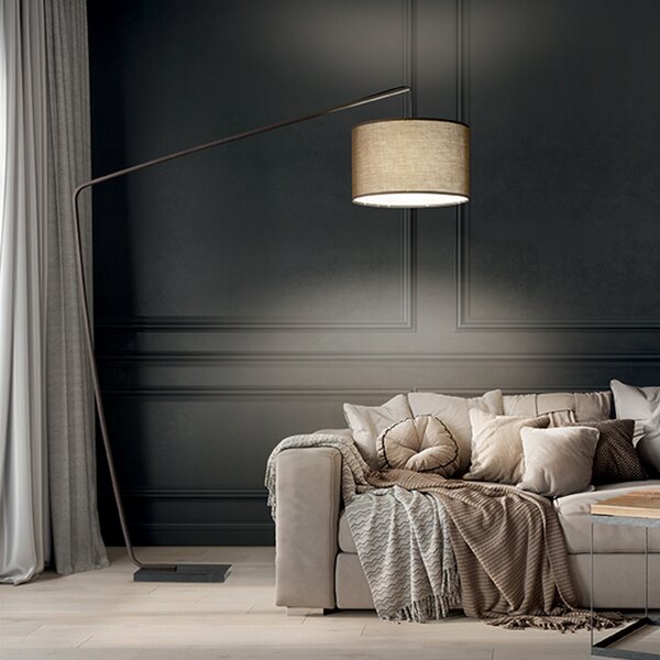 Piantana Contemporanea Zoe Metallo Marrone Marmo 1 Luce E27