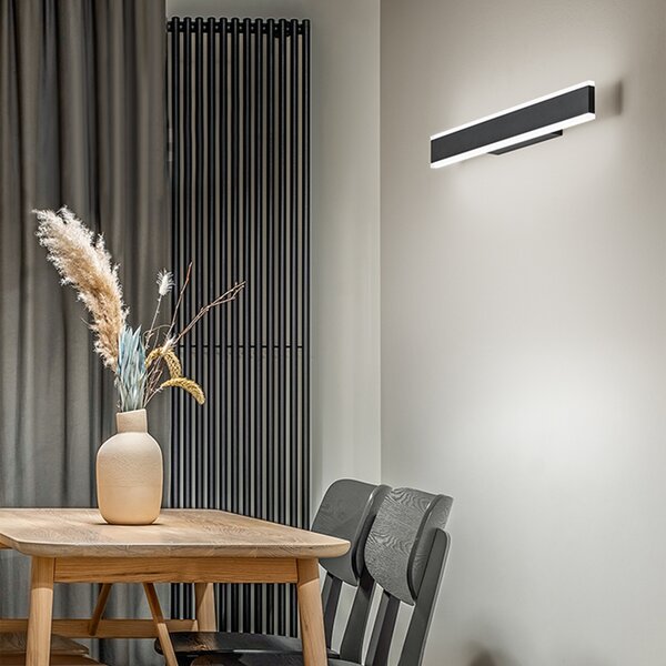 Applique Moderna Kante Metallo Nero Acrilico Led 16W Cct 3000/4000/6000K