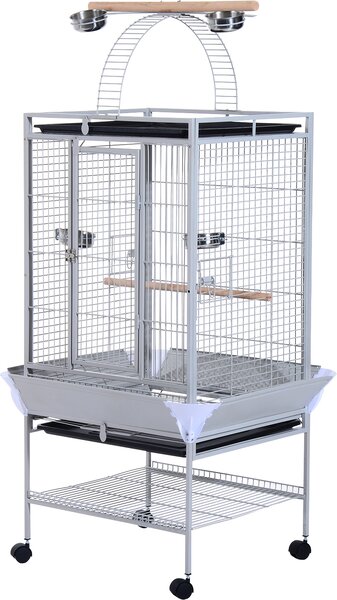 AllMyPets Voliera per Uccelli con Ruote Altezza 160cm Vaschette per Cibo e Trespoli - D15516