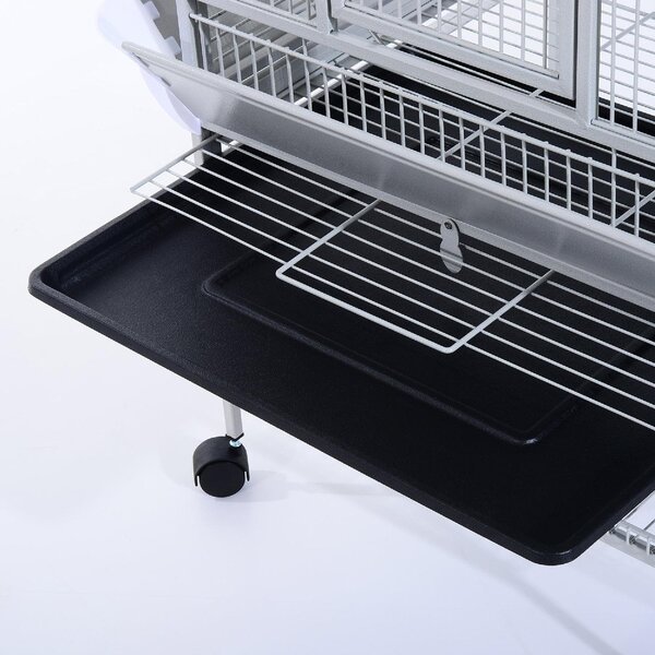 AllMyPets Voliera per Uccelli con Ruote Altezza 160cm Vaschette per Cibo e Trespoli - D15516