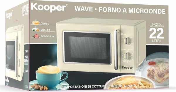 Kooper Wave Vintage Forno Microonde Capacit 22 Litri Potenza 700 Watt colore Avorio - 5914557