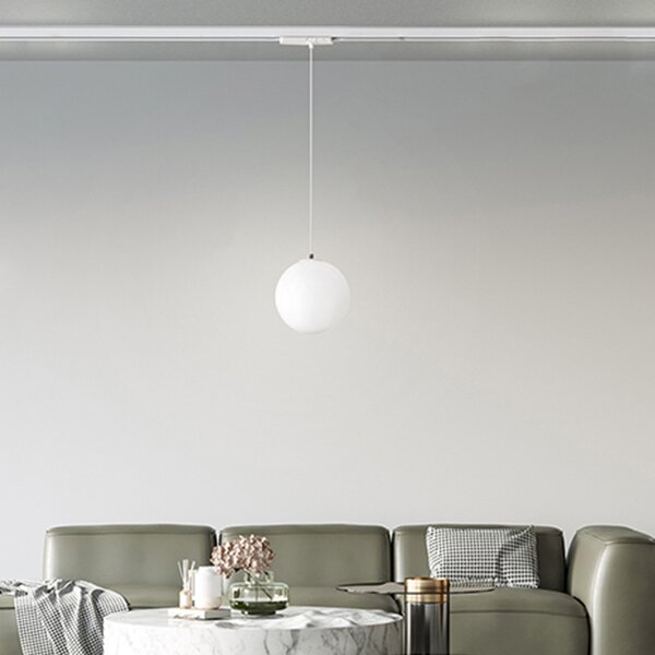 Sospensione Binario Metallo Bianco Vetro Led 24W 3000K