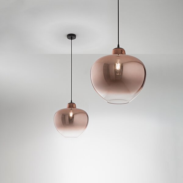 Sospensione Contemporanea Bowl Metallo Nero Vetro Rame 1 Luce E27