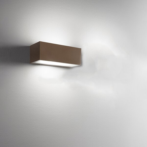 Applique Da Esterno Moderna Step Alluminio Ruggine Vetro 2 Luci E27