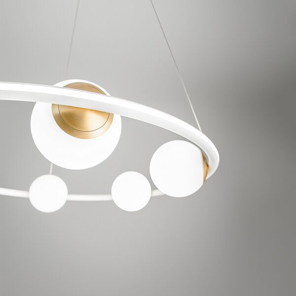 Sospensione Moderna Ball Metallo Bianco Vetro Led 80W 3000K