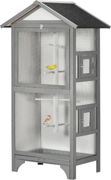 AllMyPets Voliera per Uccelli da Esterno in Legno di Abete 80.5x57x158.5cm Grigio Chiaro