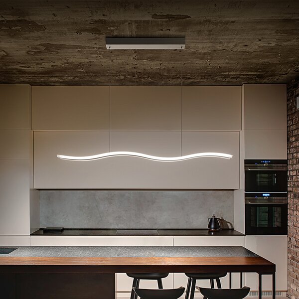 Sospensione Moderna Bend Metallo Bianco Acrilico Led 48W 3000K
