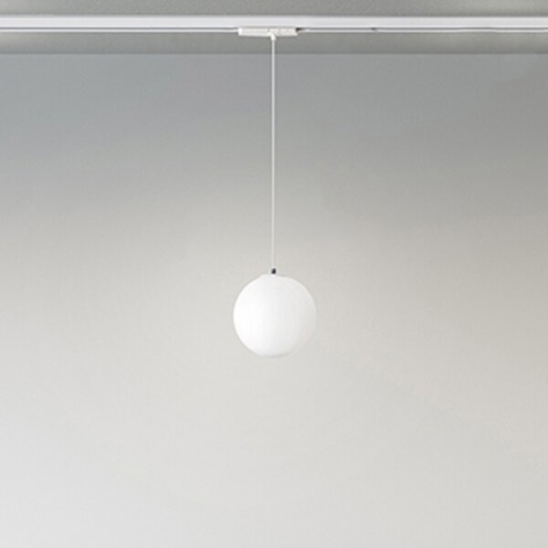 Sospensione Binario Metallo Bianco Vetro Led 24W 3000K