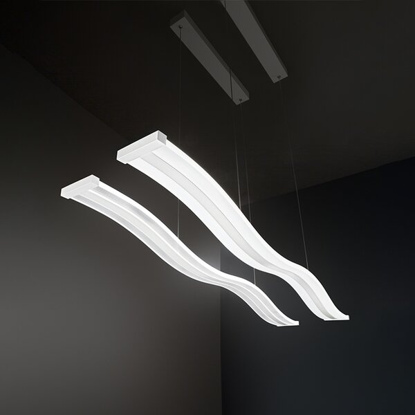 Sospensione Moderna Bend Metallo Bianco Acrilico Led 48W 3000K