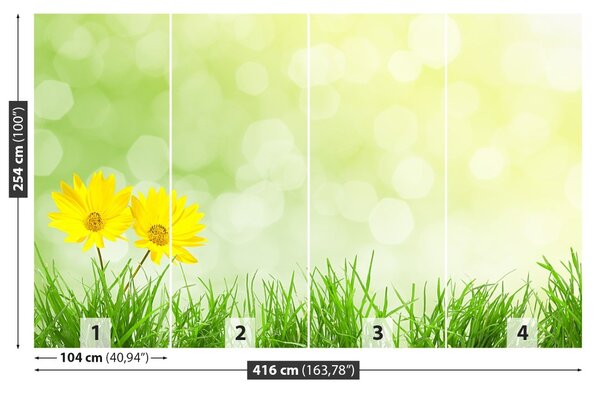 Carta da parati Fiori erba 104x70 cm