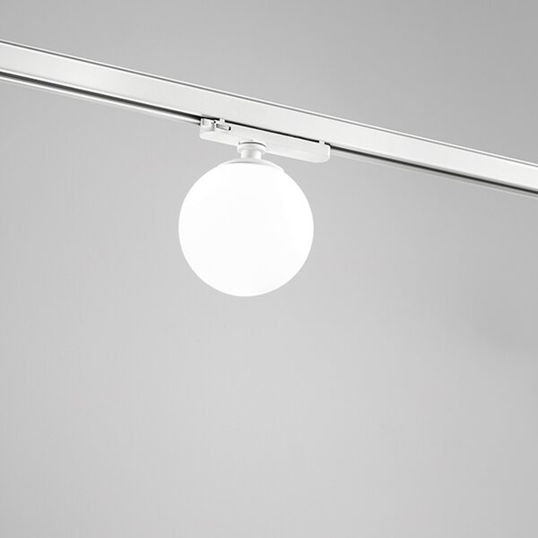 Plafoniera Sfera Per Binario Metallo Bianco Acrilico Led 15W 3000K