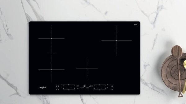 Whirlpool WB B4877 Piano Cottura Induzione 4 Fuochi 77 cm Vetroceramica colore Nero