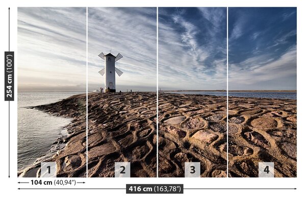 Carta da parati Lighthouse Windmill 104x70 cm