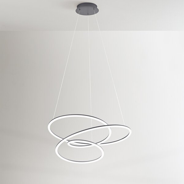 Sospensione Moderna Spira Metallo Grigio Led 96W Dimmerabile Ip20
