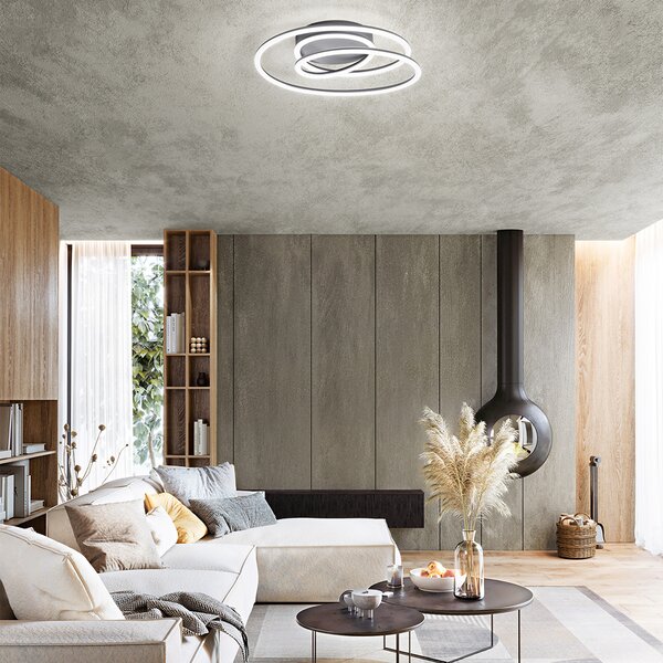 Plafoniera Moderna Spira Metallo Grigio Led 63W Dimmerabile Ip20
