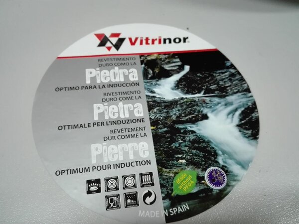 Vitrinor Wok Padella Antiaderente Induzione in Acciaio Vetrificato 35 cm Effetto Pietra K2