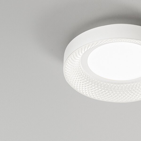 Plafoniera Contemporanea Hive Metallo Bianco Acrilico Led 30W Cct 3000/4000K