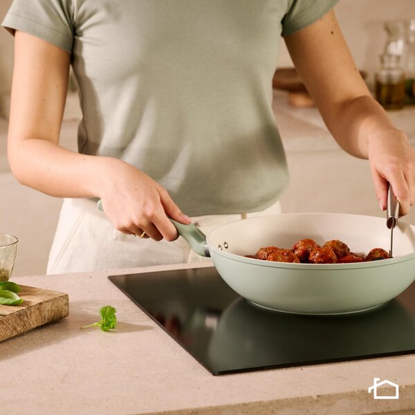 LAGOSTINA Wok 28 cm Antiaderente Induzione e Gas Rotondo Rivestimento Mineralia Tecnologia Thermo-Spot colore Verde