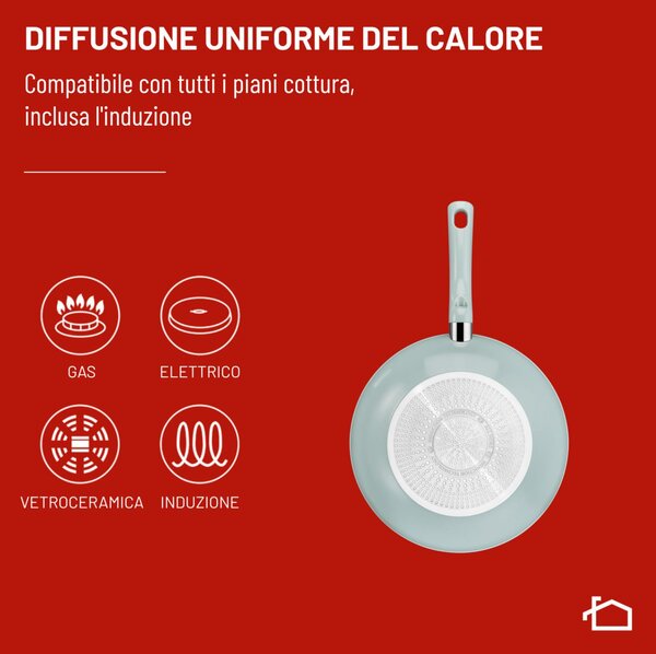 LAGOSTINA Wok 28 cm Antiaderente Induzione e Gas Rotondo Rivestimento Mineralia Tecnologia Thermo-Spot colore Verde
