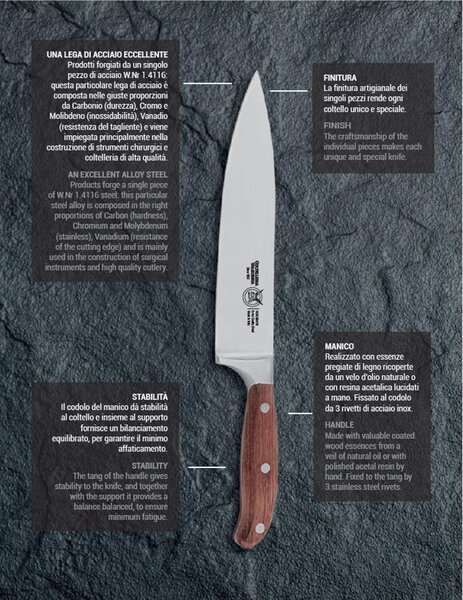 Manaretta in acciaio Forgiato con manico in legno di frassino cm 15 kg 0,600, , in acciaio W.Nr.1.4116 utilizzata particolarmente nella rottura di ossa o parti di animali colore Mogano