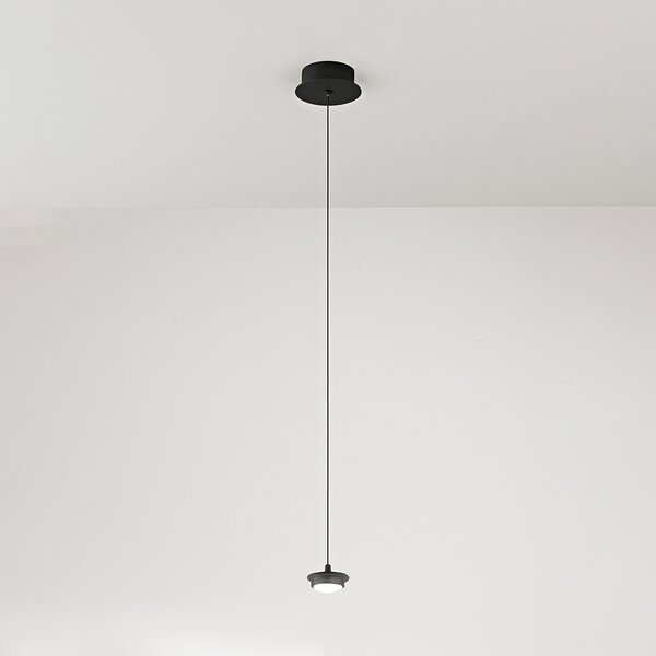 Sospensione Industrial-Minimal-Nordico Hunter Alluminio Nero Vetro Led 5W 3000K