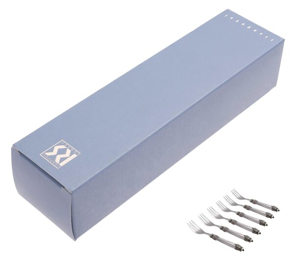 Forchettine da Dolce set da 6 pezzi ARIANNA in acciaio inox 18/10 manico in plexiglas effetto madreperlato 2,5 mm colorato GRIGIO