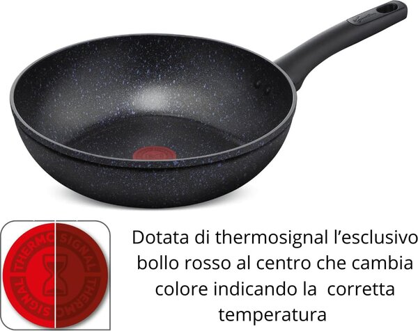 LAGOSTINA Wok Padella Antiaderente Induzione in Alluminio 28 cm colore Nero Performa