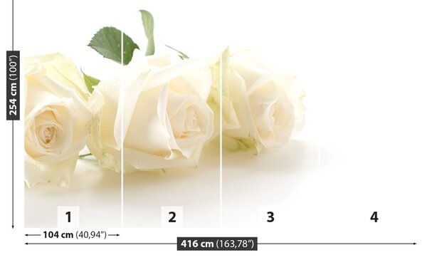 Carta da parati Rose bianche 104x70 cm
