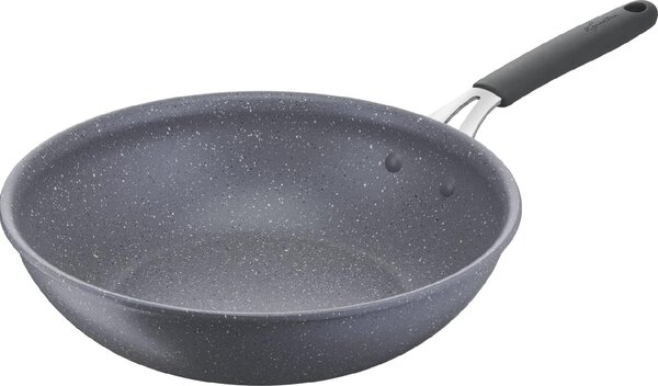 LAGOSTINA Wok Padella Antiaderente Induzione in Alluminio 28 cm Rivestimento Mineralis colore Grigio Tempra Mineral
