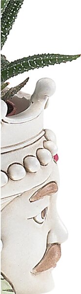 Vaso fiori Testa di Moro con piantina Bicolor Piccola 5xh 8cm - bifacciale moro siciliano con piantine vere uomo donna
