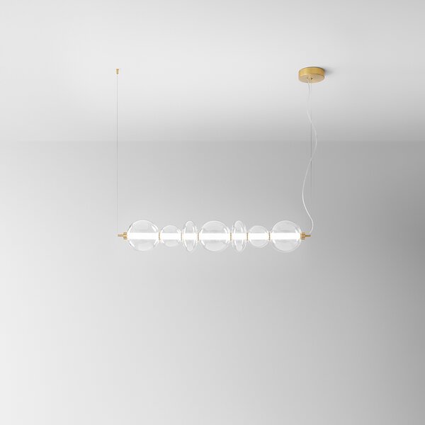 Sospensione Contemporanea Bubbles Alluminio Oro Vetro Trasparente Led 50W 3000K