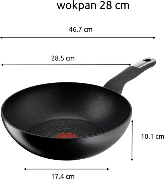 LAGOSTINA Wok Padella Antiaderente Induzione in Alluminio 28 cm colore Nero Unlimited
