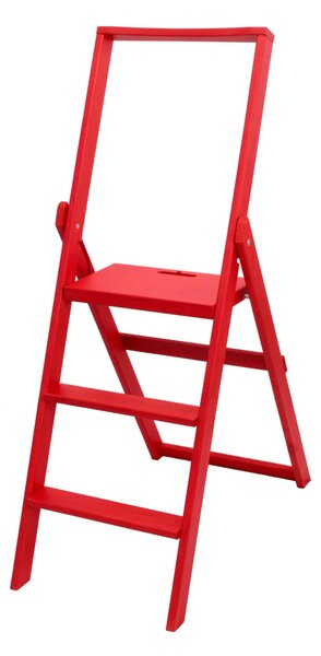 Scala Pieghevole e trasportabile 3 gradini STAR in Faggio Naturale Dimensioni H 70 cm 82x47x130 cm Peso 6 Kg colore rosso