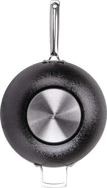 MONETA Wok Padella Antiaderente Induzione in Alluminio 32 cm Rivestimento Finegres colore Grigio - Armonia