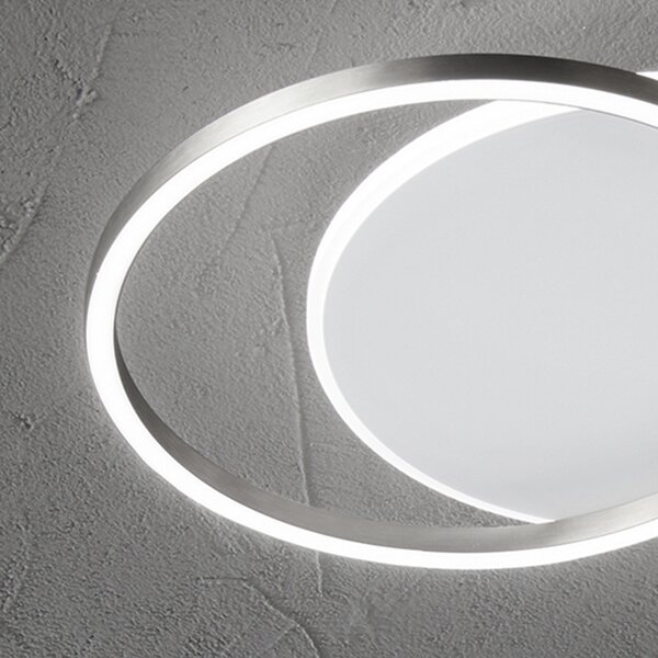 Plafoniera Moderna Orbit Alluminio Bianco Acrilico Grigio Led 43W 3000K