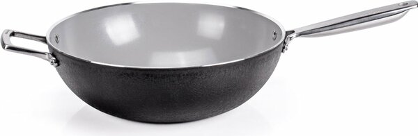 MONETA Wok Padella Antiaderente Induzione in Alluminio 32 cm Rivestimento Finegres colore Grigio - Armonia
