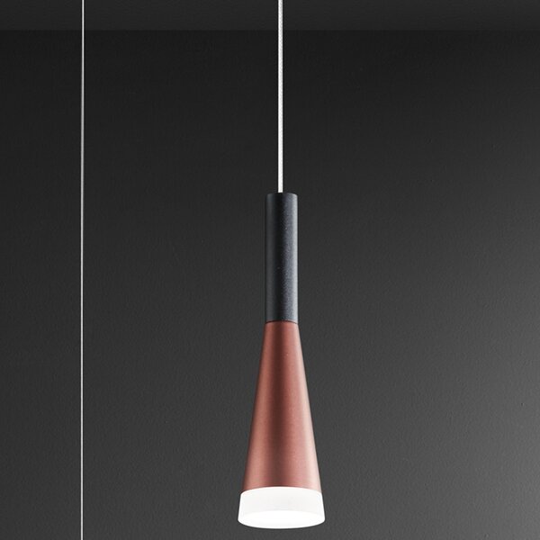 Lampadario Minimal Cone Metallo Oro Acrilico Nero 7 Luci Led 7W 3000K