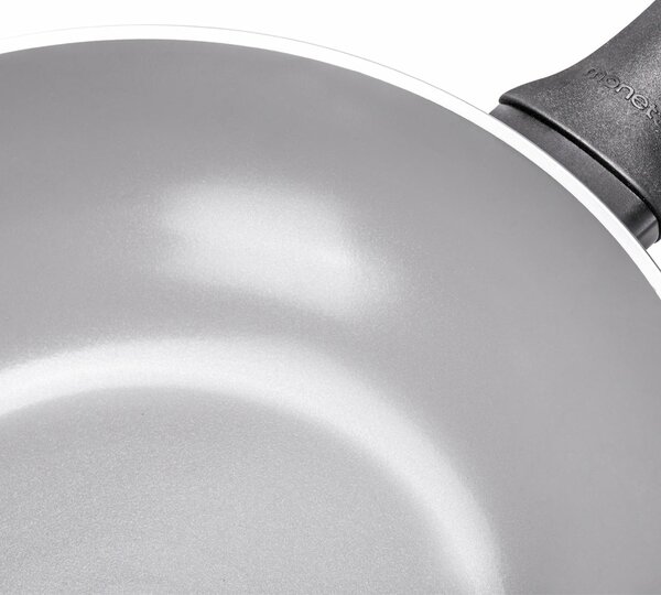 MONETA Wok Padella Antiaderente Induzione in Alluminio 28 cm colore Grigio Melodia Finegres