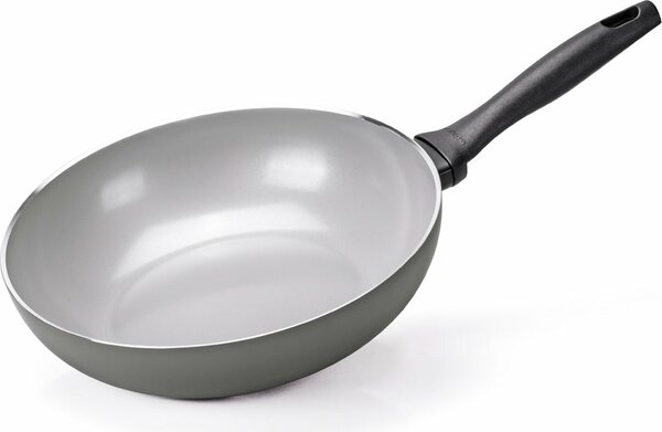 MONETA Wok Padella Antiaderente Induzione in Alluminio 28 cm colore Grigio Melodia Finegres