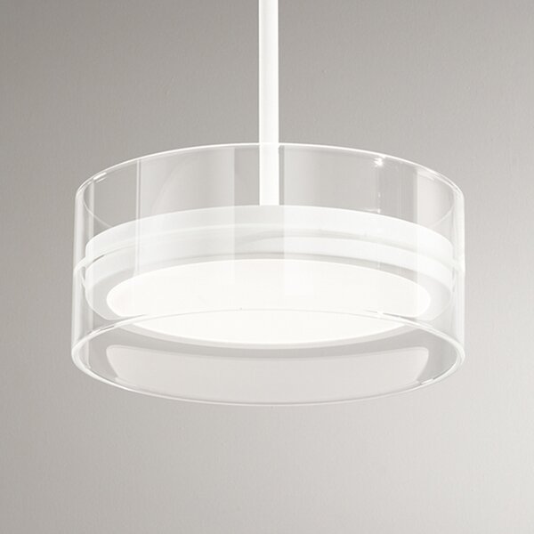 Sospensione Contemporanea Aere Metallo Bianco Vetro Led 14W 3000K