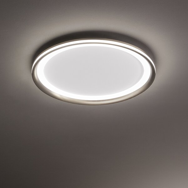 Plafoniera Moderna Edge Alluminio Grigio Acrilico Led 38W 3000K