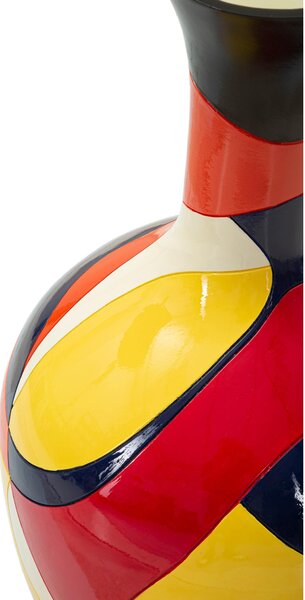 Vaso da terra in resina dalle linee vivaci e geometriche, CONTEMPORANEO , 29x h 59 cm in Polyresin multicolor